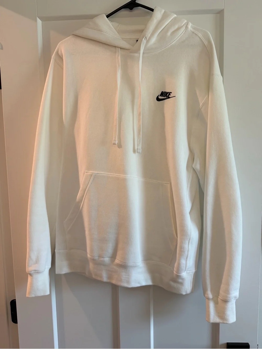 Nike White Pullover Hoodie with Black Swoosh